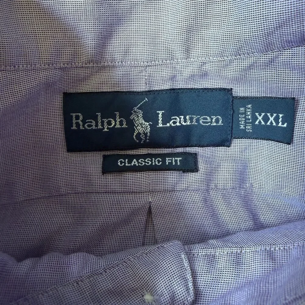 Ralph Lauren Classic Fit Purple Oxford Button Down Shirt W/ Green Pony Size XXL
